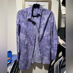 J McLaughlin Purple and White Bandana Print Button Front Top